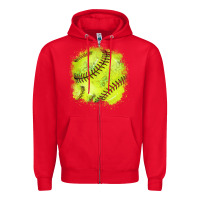 Red Softball background Zipper Hoodie - HowdyJamesFarm