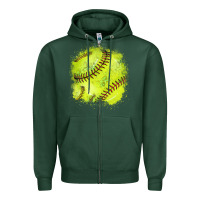Sports Green Softball background Zipper Hoodie - HowdyJamesFarm