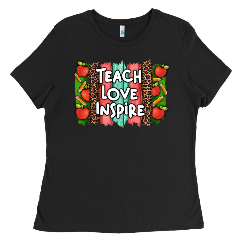 Teach Love Inspire Brushstroke With  And Pen Leopard Ladies Tee by Artiststas | Teevron
