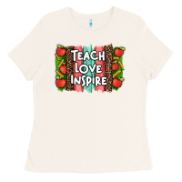 Bone teach love inspire brushstroke with  and pen leopard Ladies Tee - Artiststas