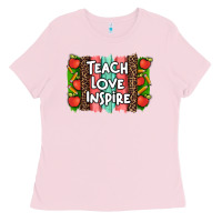 Bubblegum Pink teach love inspire brushstroke with  and pen leopard Ladies Tee - Artiststas