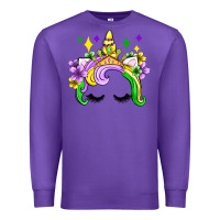 Purple unicorn mardi gras olivia Premium Sweatshirt - OliviaCreatesArt