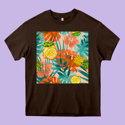 Pineapple And Lemon Seamless Pattern Heavy Core Tee Designed By Bundleandbundleshop
