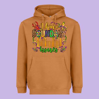 ı Have Boundary Issues Mardi Gras Olivia Heavyweight Hoodie Designed By Oliviacreatesart