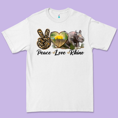 Peace Love Rhino Premium Tee Designed By Lillyallendesigns