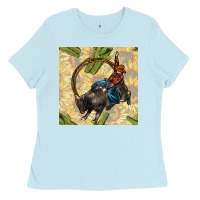 Baby Blue rodeo seamless pattern Ladies Tee - BundleAndBundleShop