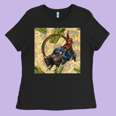Rodeo Seamless Pattern Ladies Tee Designed By Bundleandbundleshop