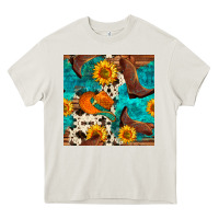 Cream cowboy boots and hat seamless pattern Heavy Core Tee - BundleAndBundleShop