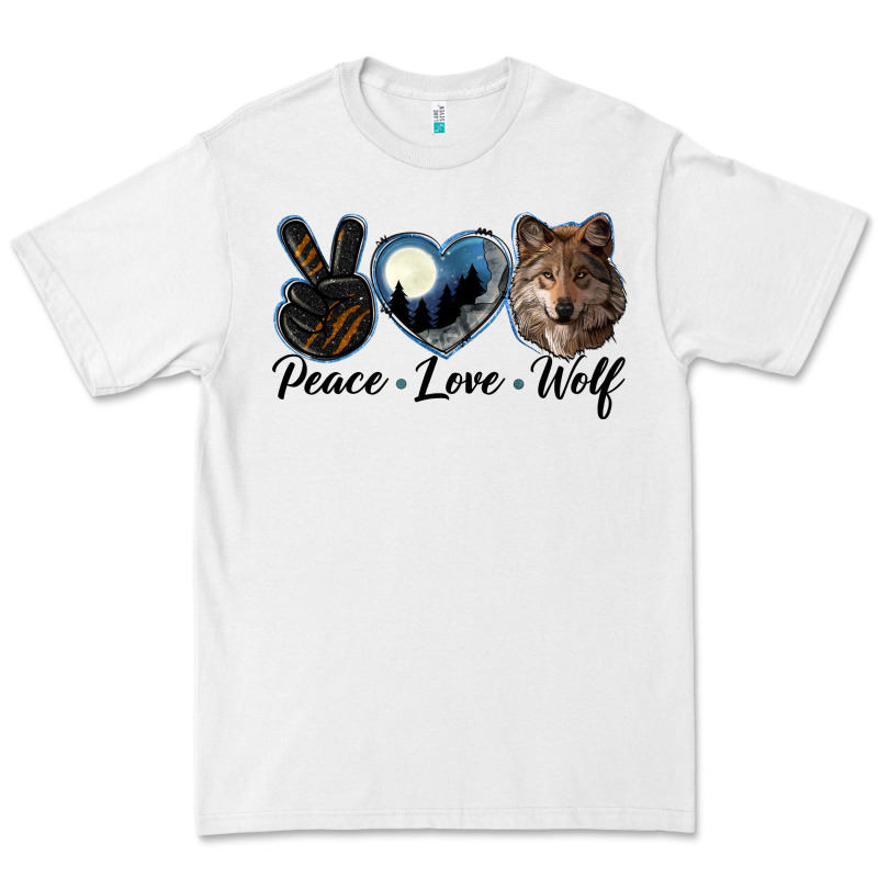Peace Love Wolf Head Premium Tee by LillyAllenDesigns | Teevron