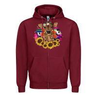 Burgundy Baby Cow flower Zipper Hoodie - HowdyJamesFarm