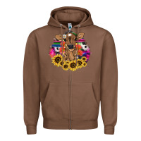 Chestnut Baby Cow flower Zipper Hoodie - HowdyJamesFarm