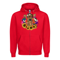 Red Baby Cow flower Zipper Hoodie - HowdyJamesFarm