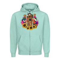 Seafoam Baby Cow flower Zipper Hoodie - HowdyJamesFarm