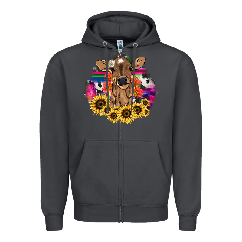 Baby Cow Flower Zipper Hoodie by HowdyJamesFarm | Teevron
