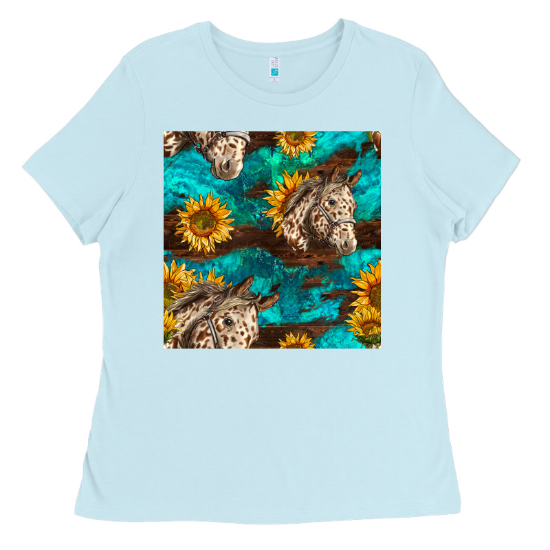 Appaloosa Horses And Sunflowers Seamless Pattern Ladies Tee by BundleAndBundleShop | Teevron