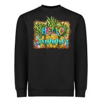 Black hello summer pineapple Heavyweight Sweatshirt - BarkalooDesign