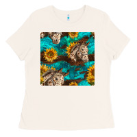 Bone appaloosa horses and sunflowers seamless pattern Ladies Tee - BundleAndBundleShop