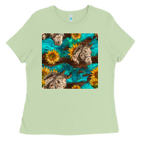Matcha appaloosa horses and sunflowers seamless pattern Ladies Tee - BundleAndBundleShop