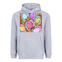 Heather Grey Easter eggs daisies carrots Heavyweight Hoodie - OliviaCreatesArt