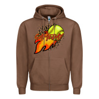 Chestnut Softball game day leopard fire and ball Zipper Hoodie - HowdyJamesFarm