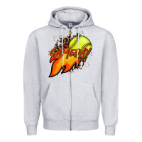 Heather Grey Softball game day leopard fire and ball Zipper Hoodie - HowdyJamesFarm
