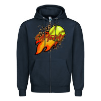 Navy Softball game day leopard fire and ball Zipper Hoodie - HowdyJamesFarm