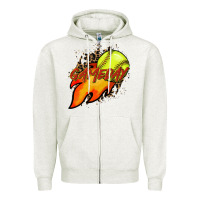 Oatmeal Heather Softball game day leopard fire and ball Zipper Hoodie - HowdyJamesFarm