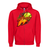 Red Softball game day leopard fire and ball Zipper Hoodie - HowdyJamesFarm