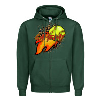Softball Game Day Leopard Fire And Ball Zipper Hoodie | Teevron