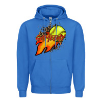 True Royal Softball game day leopard fire and ball Zipper Hoodie - HowdyJamesFarm