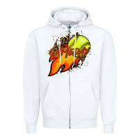 White Softball game day leopard fire and ball Zipper Hoodie - HowdyJamesFarm