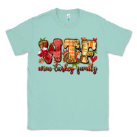 Seafoam funny thanksgiving wine turkey family Classic Tee - MaliasSmallBusiness