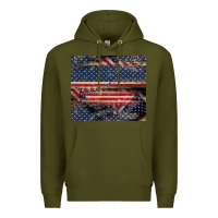 Army Green American flag stitches Premium Hoodie - CowGirlArtShop