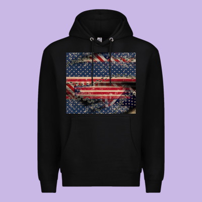 American Flag Stitches Premium Hoodie Designed By Cowgirlartshop