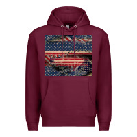 Burgundy American flag stitches Premium Hoodie - CowGirlArtShop