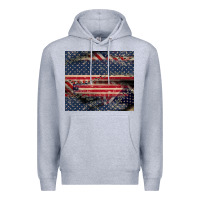 Heather Grey American flag stitches Premium Hoodie - CowGirlArtShop