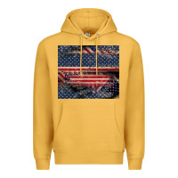 Mustard American flag stitches Premium Hoodie - CowGirlArtShop