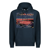 Navy American flag stitches Premium Hoodie - CowGirlArtShop