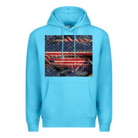 Ocean Blue American flag stitches Premium Hoodie - CowGirlArtShop