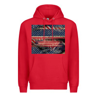 Red American flag stitches Premium Hoodie - CowGirlArtShop