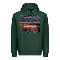Sports Green American flag stitches Premium Hoodie - CowGirlArtShop