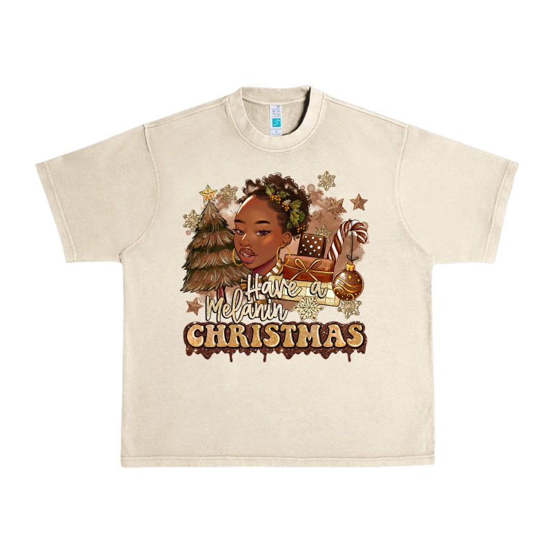 Have A Melanin Christmas  Black Woman Urban Heavy Tee by MaliasSmallBusiness | Teevron