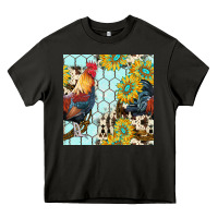 Asphalt western rooster seamless pattern Heavy Core Tee - BundleAndBundleShop