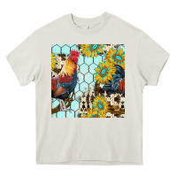 Cream western rooster seamless pattern Heavy Core Tee - BundleAndBundleShop