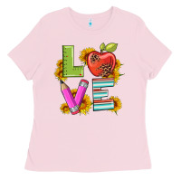 Bubblegum Pink love with pen and  serape leopard Ladies Tee - Artiststas