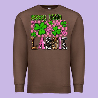 St. Patrick's Day Sassy Little Lassie Premium Sweatshirt Designed By Oliviacreatesart