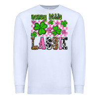White St. Patrick's Day Sassy little lassie Premium Sweatshirt - OliviaCreatesArt