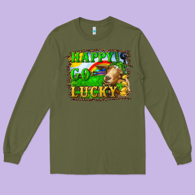 Happy Go Lucky Goat Long Sleeve Tee Designed By Ranaportraitstore