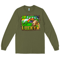 Army Green happy go lucky goat Long Sleeve Tee - RanaPortraitStore