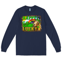 Navy happy go lucky goat Long Sleeve Tee - RanaPortraitStore